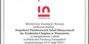 Pismo - podziękowanie za występ uczniów