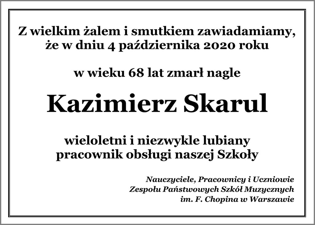 Nekrolog - Kazimierz Skarul