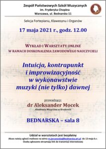 Afisz warsztatów online 17.05.2021