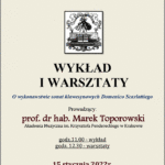 Afisz warsztatów M. Toporowski, 15.01.2022